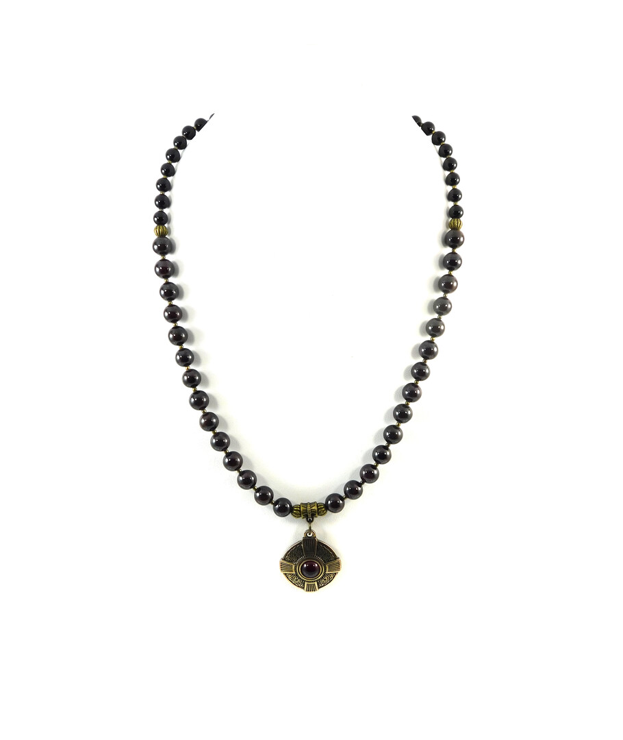 Exclusive necklace "Ethnic style" Garnet, Agate ("Ethnic" Collection)