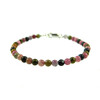 Tourmaline bracelet colored 4 mm smooth sphere, silver