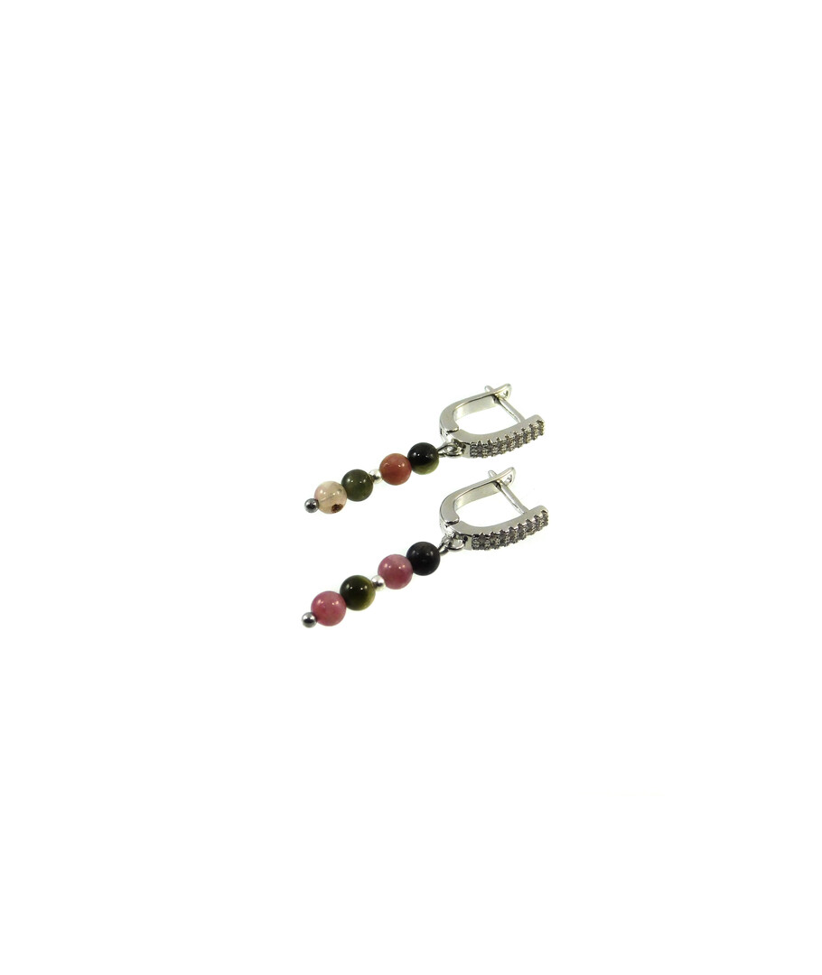 Tourmaline earrings colored 4mm smooth layer