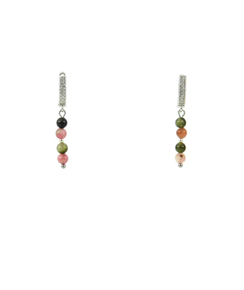 Tourmaline earrings colored 4mm smooth layer