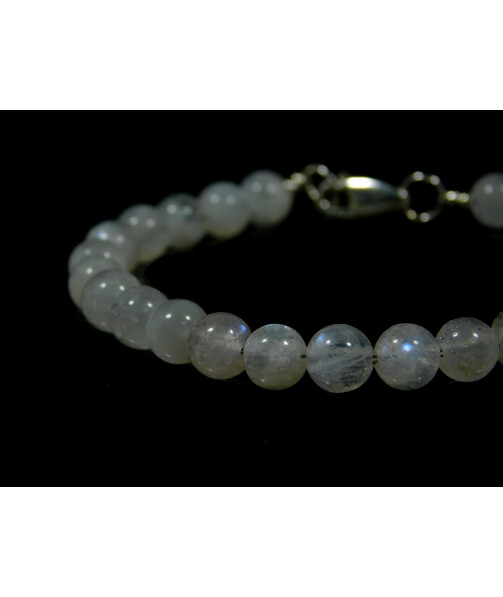 Bracelet Moonstone 6 mm, silver