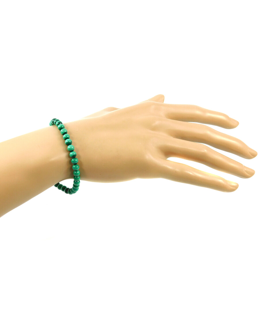 Bracelet Malachite 5 mm, silver