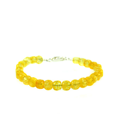 Bracelet Citrine cube face 5 mm, silver