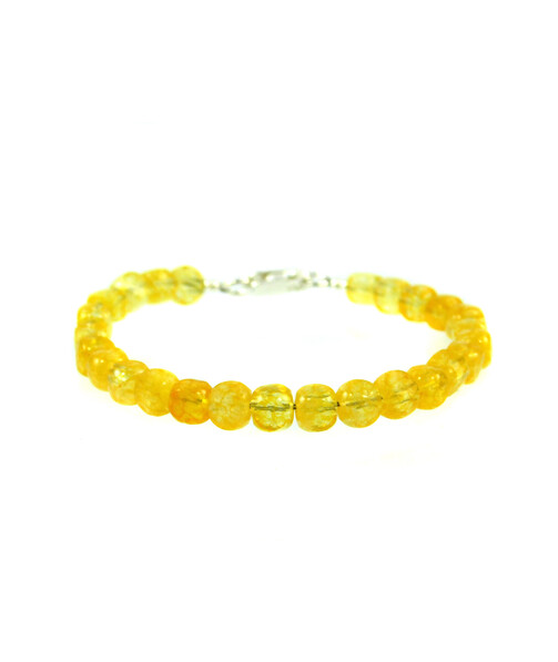 Bracelet Citrine cube face 5 mm, silver