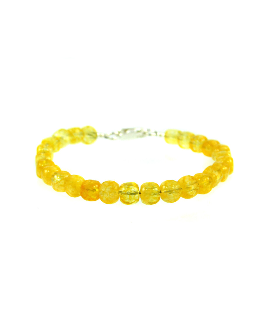 Bracelet Citrine cube face 5 mm, silver