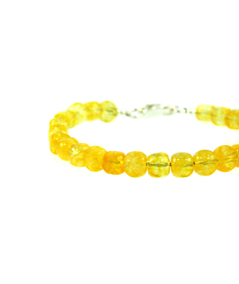 Bracelet Citrine cube face 5 mm, silver