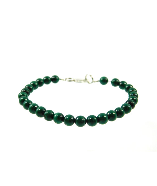 Malachite bracelet 6 mm, silver