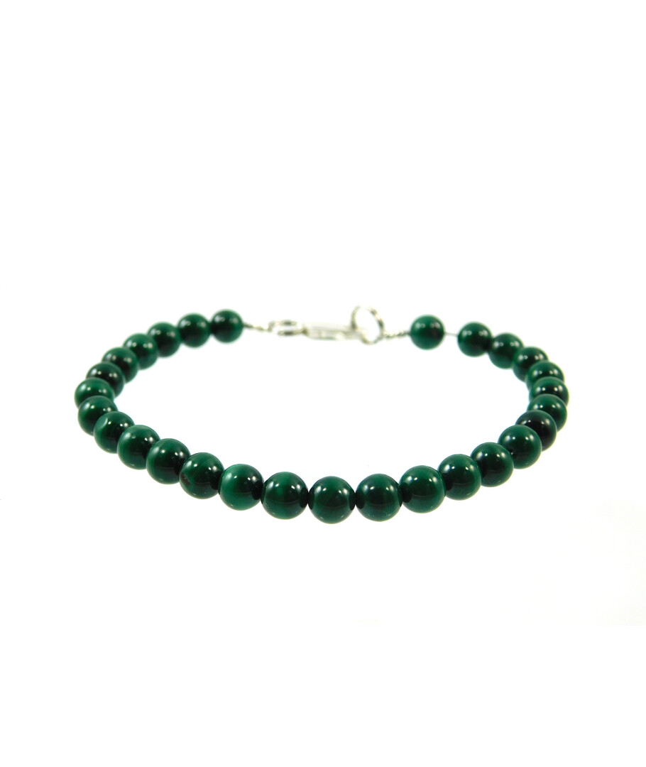 Malachite bracelet 6 mm, silver