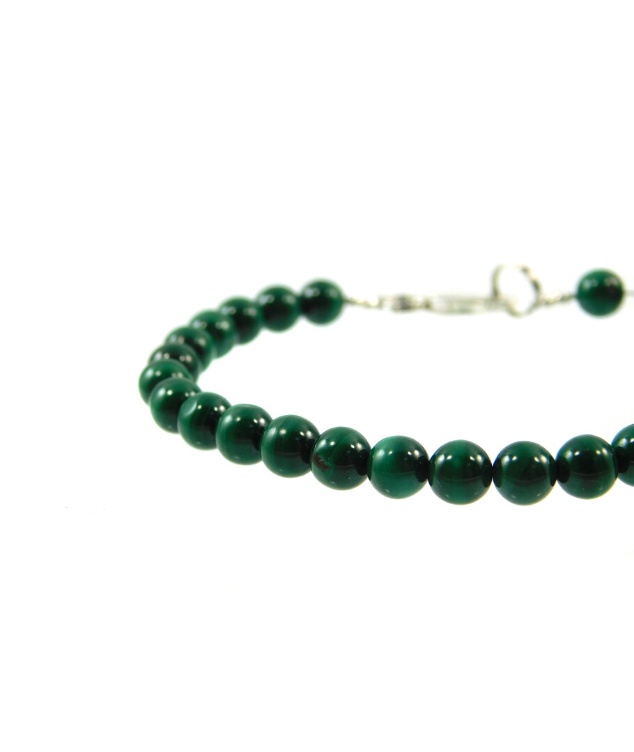 Malachite bracelet 6 mm, silver