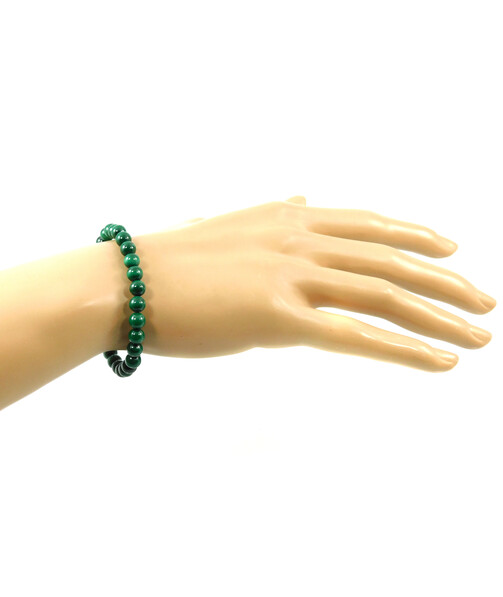 Malachite bracelet 6 mm, silver