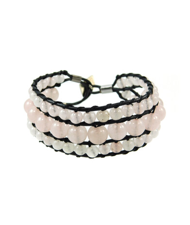 Exclusive triple bracelet "Chan Lu" Rose quartz