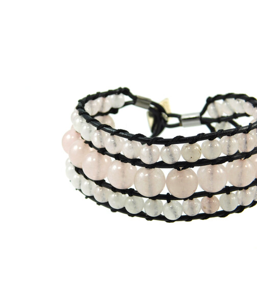 Exclusive triple bracelet "Chan Lu" Rose quartz