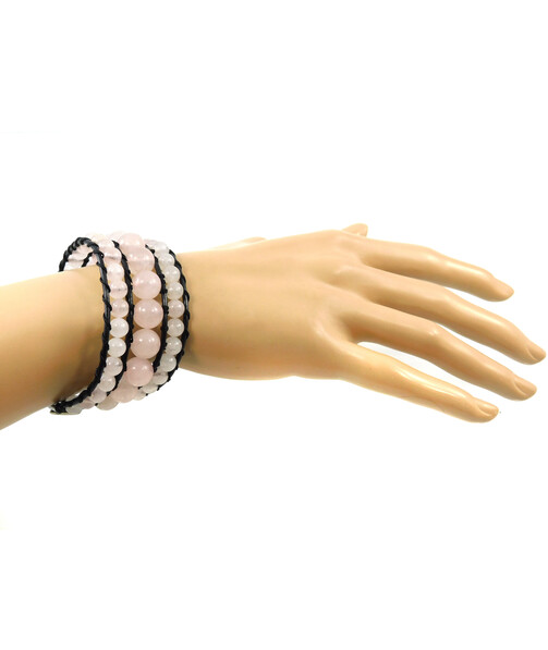 Exclusive triple bracelet "Chan Lu" Rose quartz