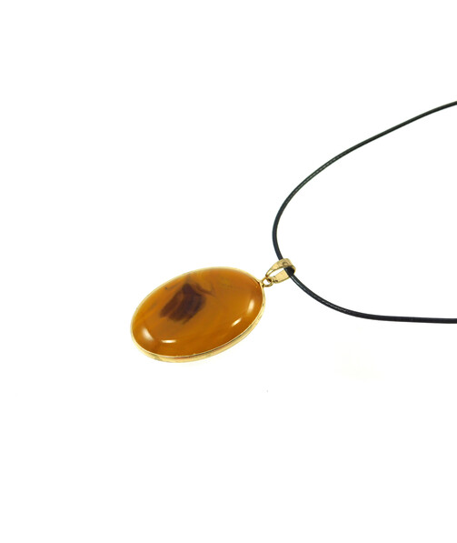 Pendant Agate brown gold frame 40*30 mm