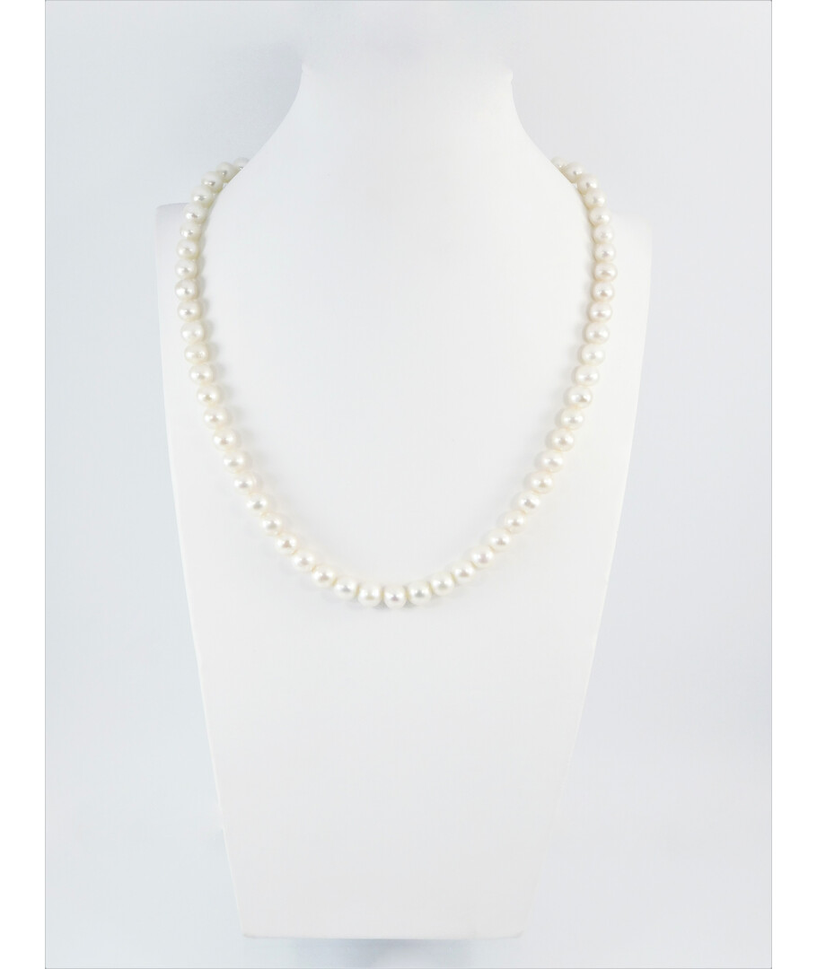 Pearl necklace 8mm silver 