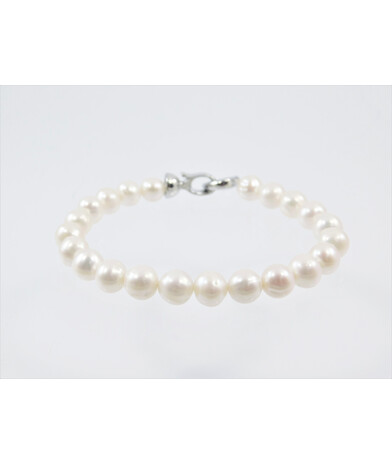 Bracelet Pearls 8 mm, silver, white