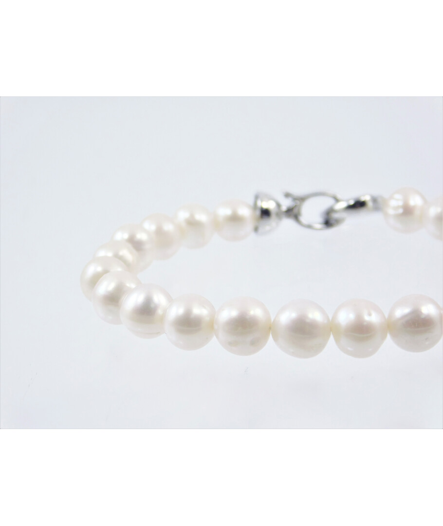 Bracelet Pearls 8 mm, silver, white