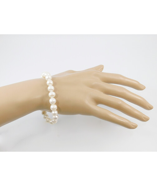 Bracelet Pearls 8 mm, silver, white