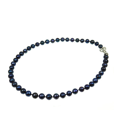 Necklace Black pearls 8mm 47cm silver