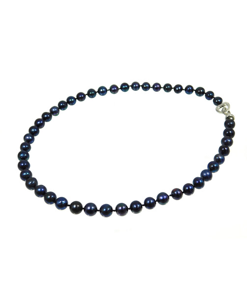 Necklace Black pearls 8mm 47cm silver