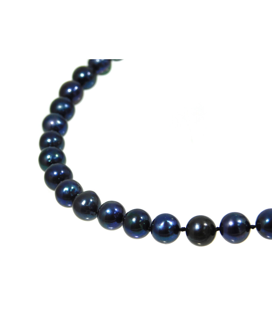 Necklace Black pearls 8mm 47cm silver