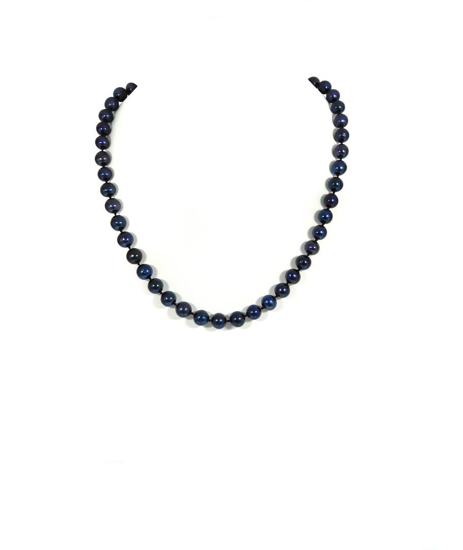 Necklace Black pearls 8mm 47cm silver