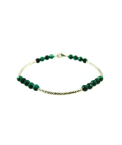 Exclusive bracelet "Women's style" Malachite facet 3.5 mm silver