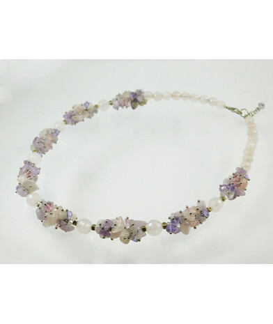 Exclusive necklace "Gentle motif" Rose quartz  