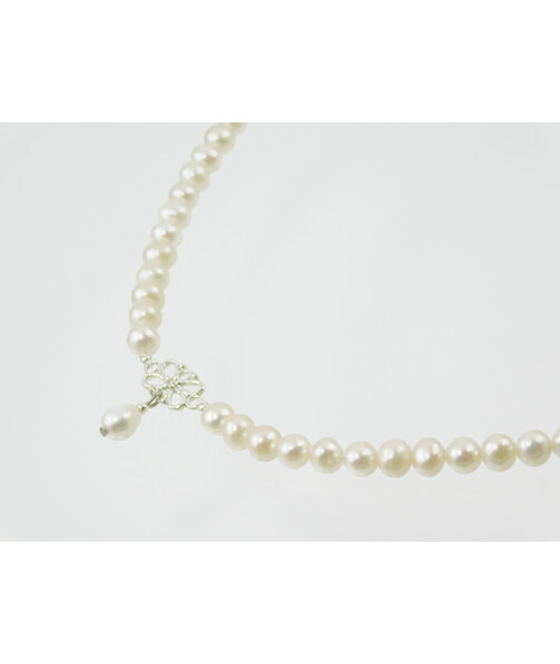 Exclusive necklace "Amore 2" Pearls 5 mm silver