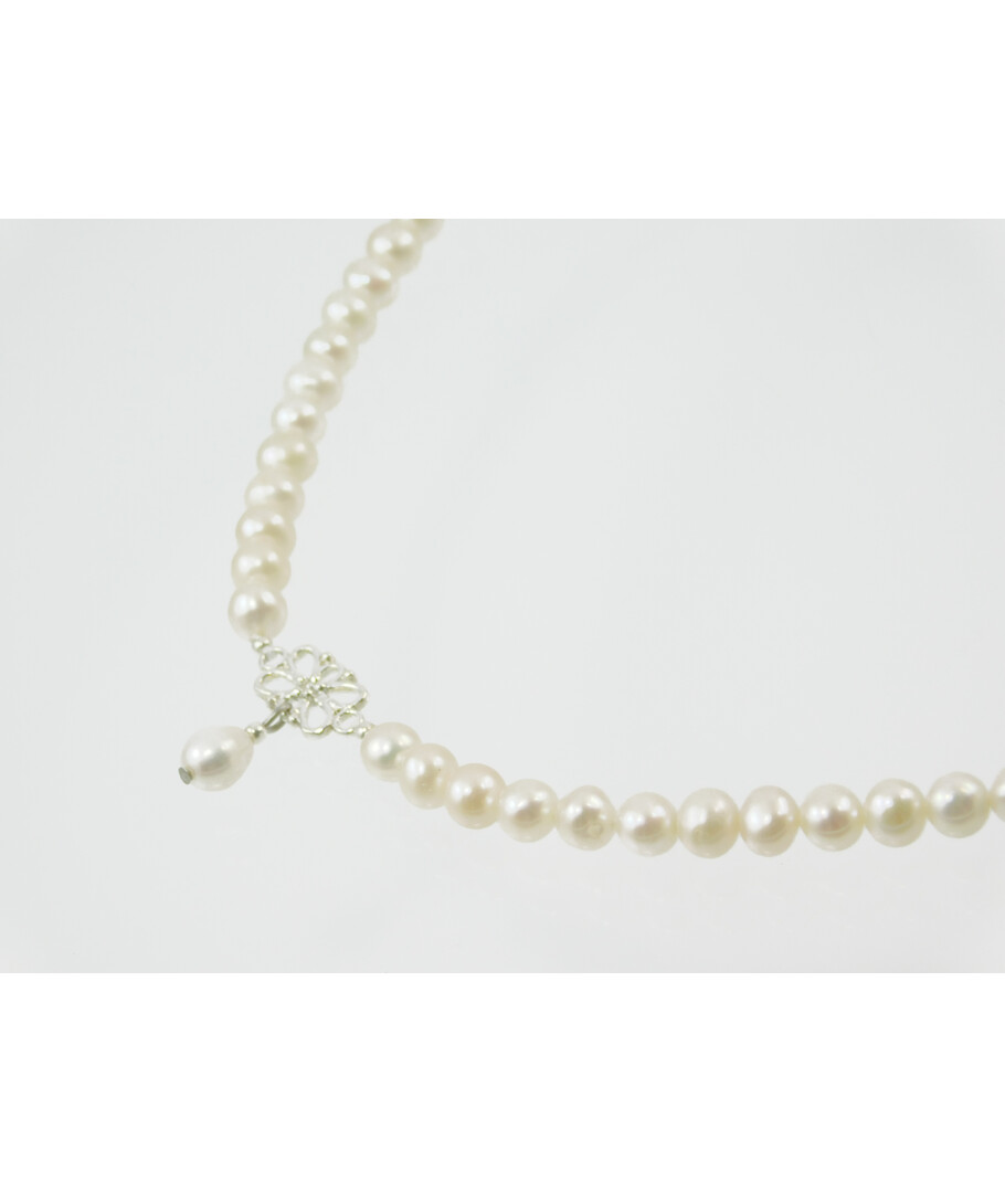 Exclusive necklace "Amore 2" Pearls 5 mm silver