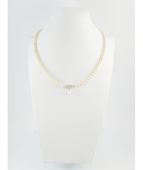 Exclusive necklace "Amore 2" Pearls 5 mm silver