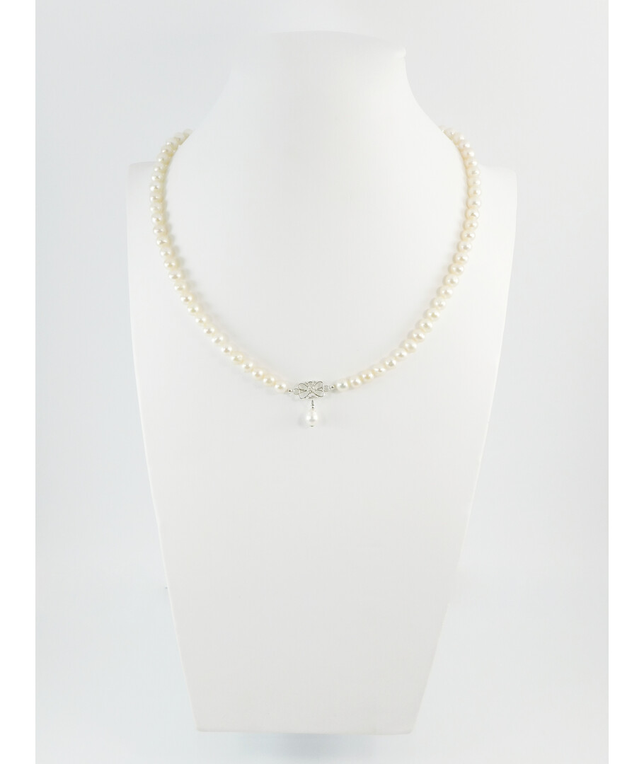 Exclusive necklace "Amore 2" Pearls 5 mm silver