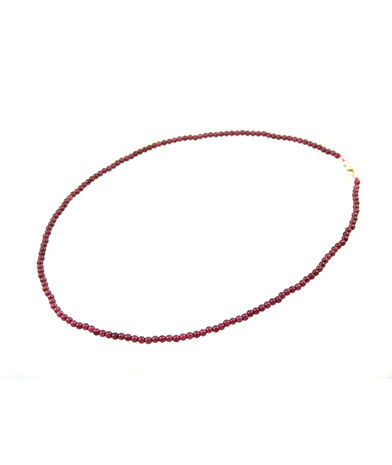 Garnet necklace 3 mm. silver