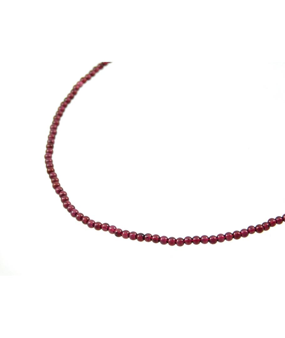 Garnet necklace 3 mm. silver