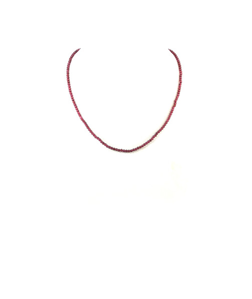 Garnet necklace 3 mm. silver