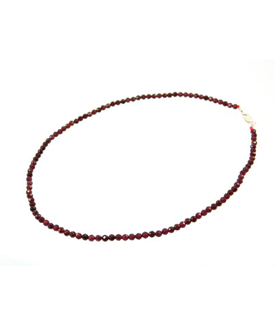 Garnet necklace face 4 mm. silver