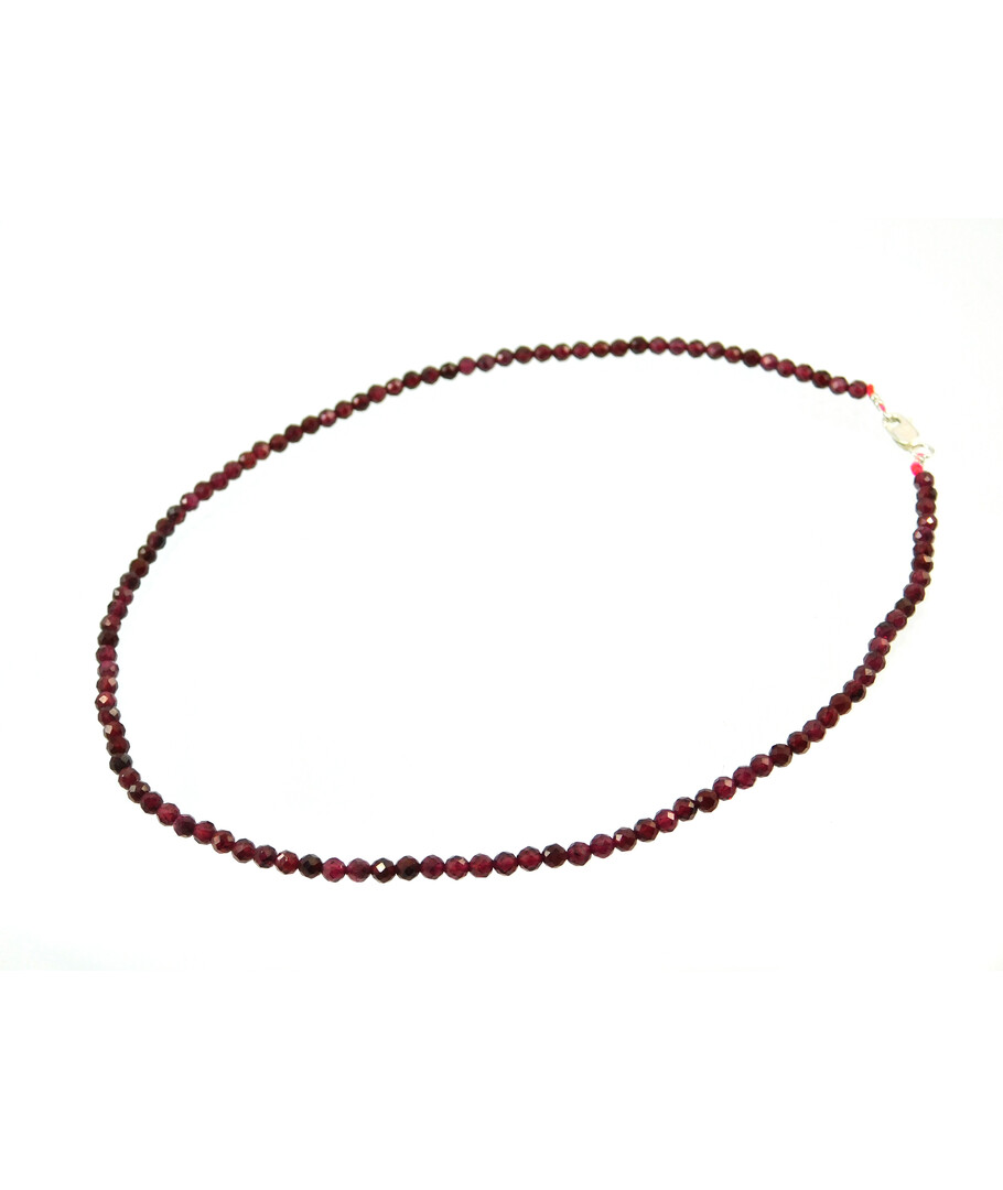 Garnet necklace face 4 mm. silver