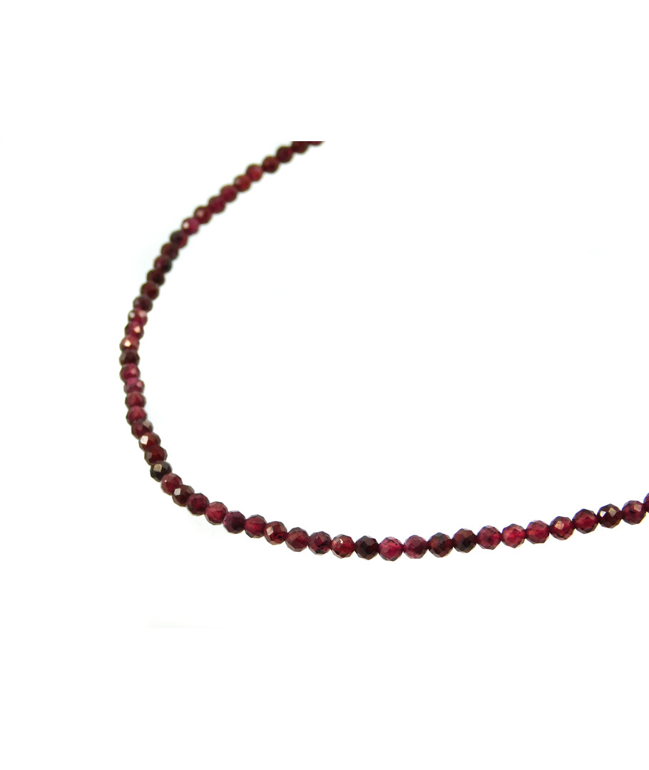 Garnet necklace face 4 mm. silver