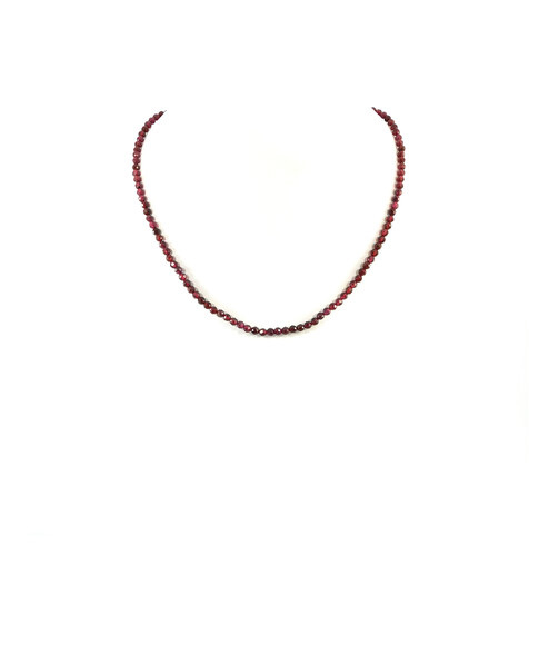 Garnet necklace face 4 mm. silver