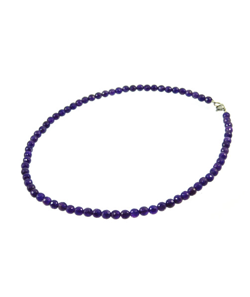 Amethyst facet necklace 6 mm.