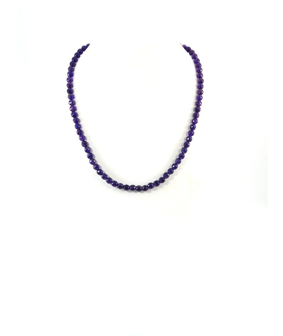 Amethyst facet necklace 6 mm.