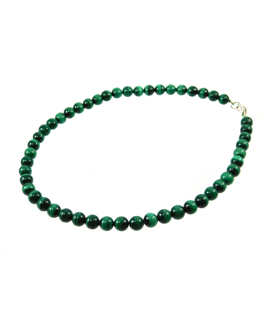 Malachite necklace 8 mm silver