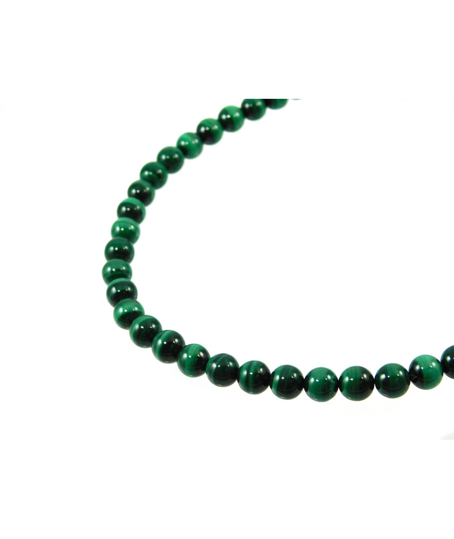 Malachite necklace 8 mm silver