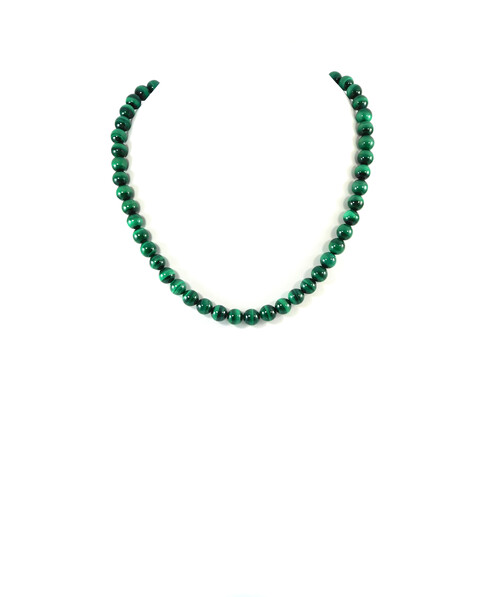 Malachite necklace 8 mm silver