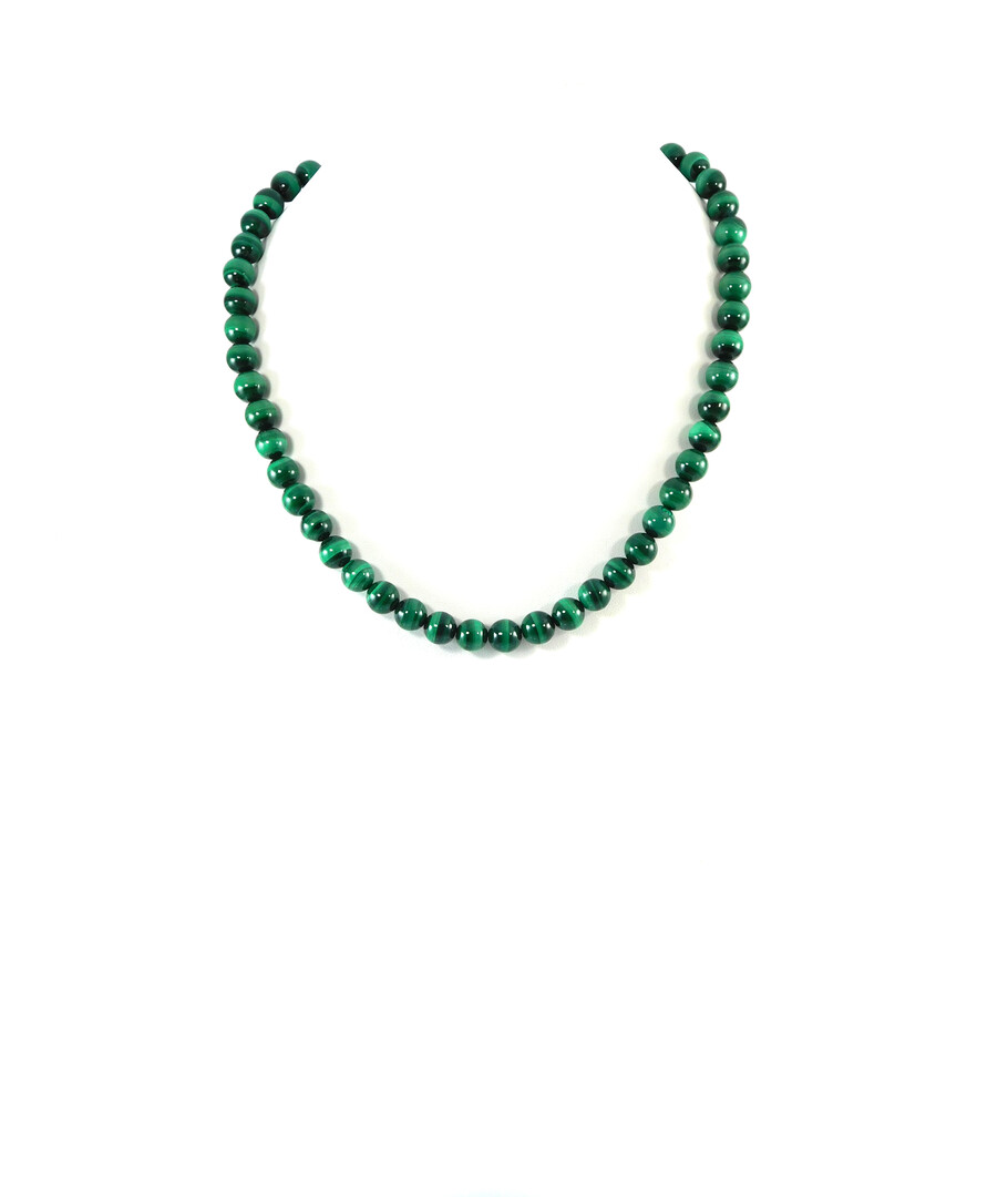 Malachite necklace 8 mm silver