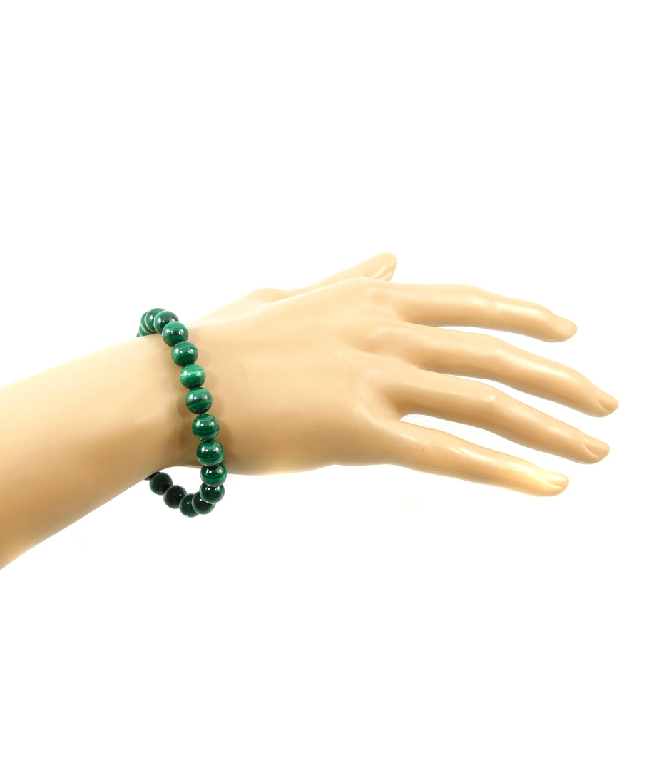 Bracelet Malachite 8 mm, silver