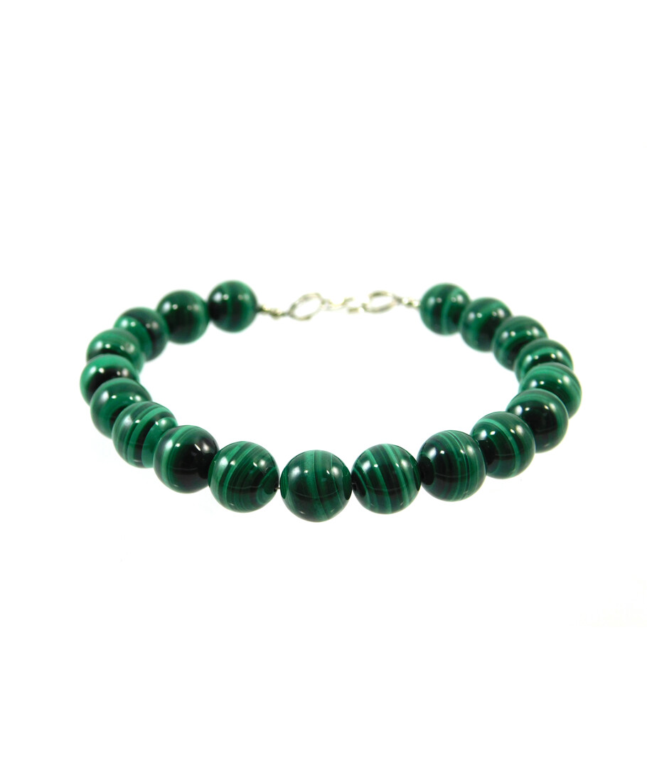 Malachite bracelet 10 mm silver