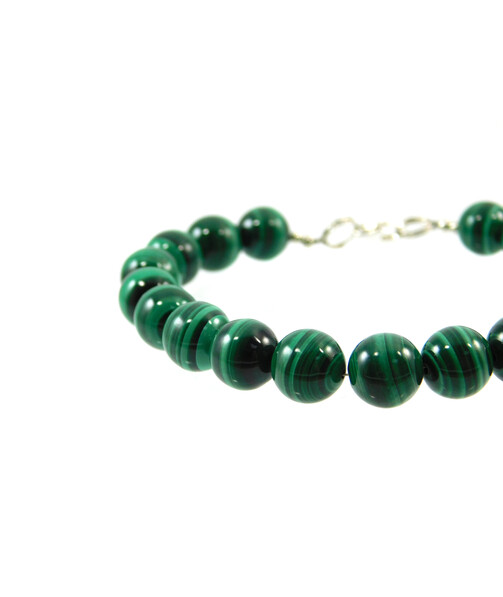 Malachite bracelet 10 mm silver