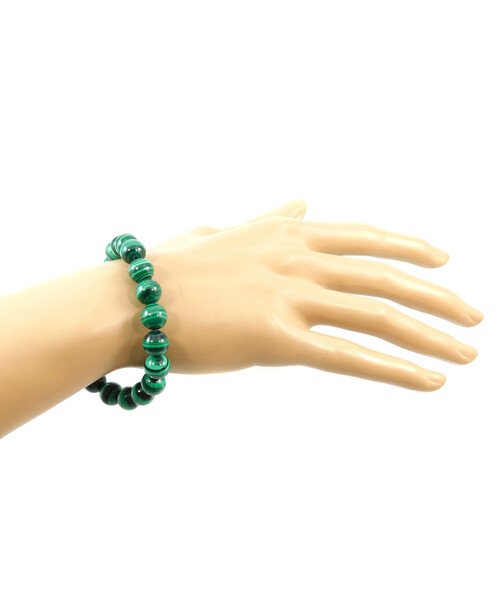 Malachite bracelet 10 mm silver