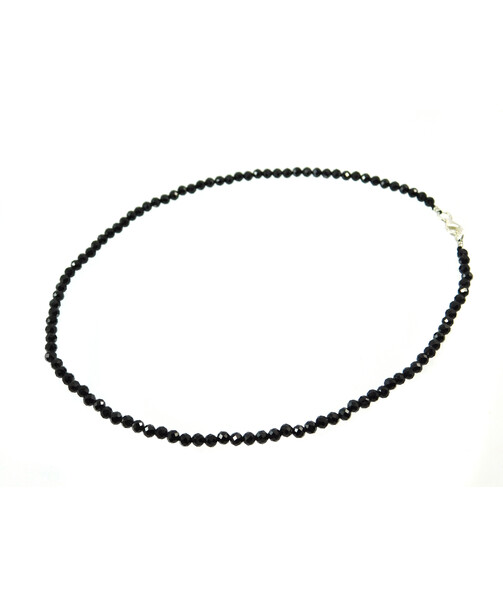 Tourmaline Sherl face necklace 4mm silver